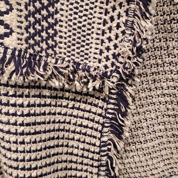 Chico's textured fringe Lucy cardigan tan and blue NWT - Picture 7 of 10